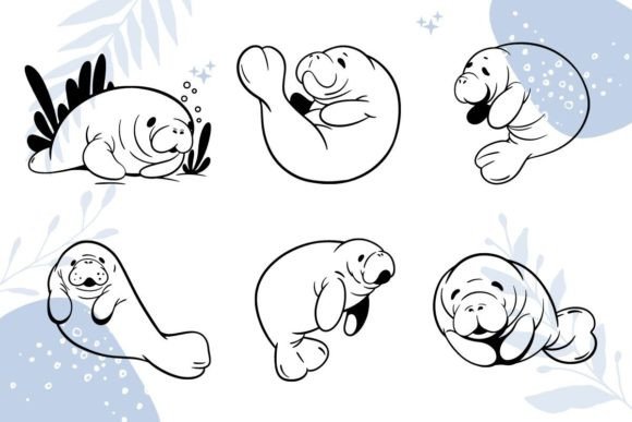 Download Cute Manatee Character SVG - Svg Collection