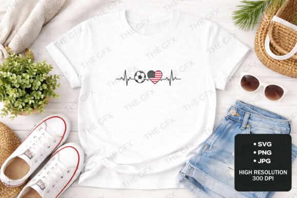 Download Soccer Heartbeat USA SVG T-Shirt Design - Svg Collection