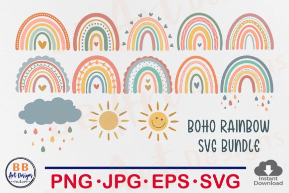 Download Boho Rainbow SVG Bundle, Rainbow Clipart - Svg Collection