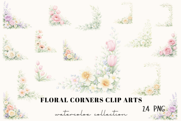 Download Watercolor Floral Corner Clipart - 24 - Floral Collection