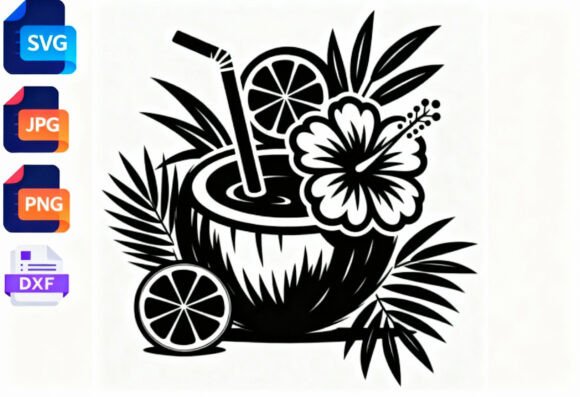 Download Tropical Coconut Drink SVG Hibiscus - Svg Collection