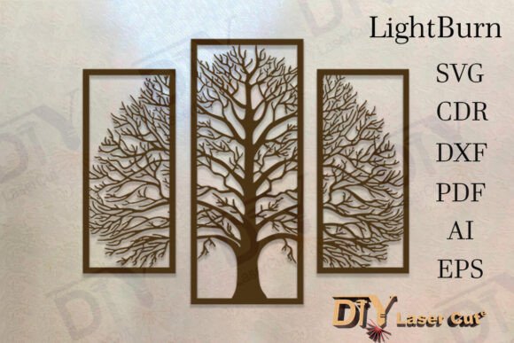 Download 3 Panels Tree of Life Wall Decor Svg - Svg Collection