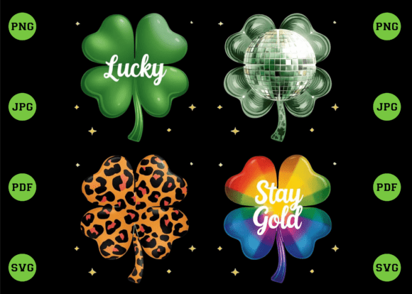 Download Retro Lucky Clover St Patrick's Day PNG - Lucky Collection