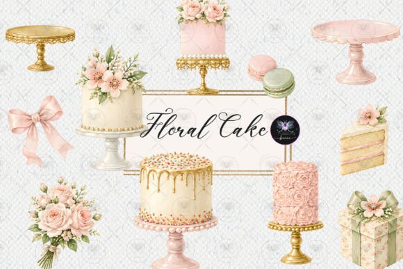 Download Elegant Floral Cake Watercolor Clipart - Floral Collection