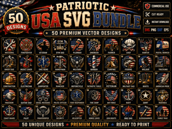 Download Patriotic USA SVG Premium Bundle Pack - Svg Collection