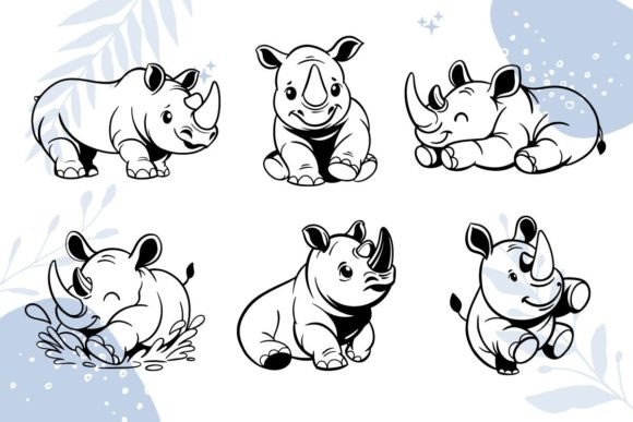 Download Cute Rhino Character SVG - Svg Collection