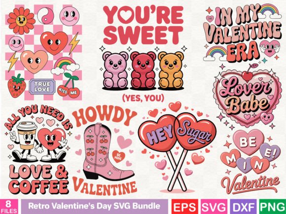 Download Retro Valentine's Day SVG Bundle - Svg Collection