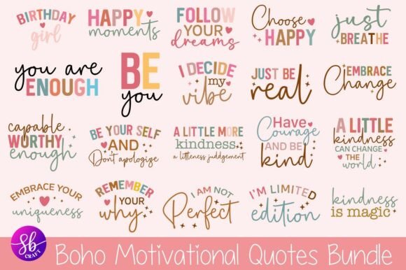 Download Boho Motivational SVG Bundle Positive - Svg Collection