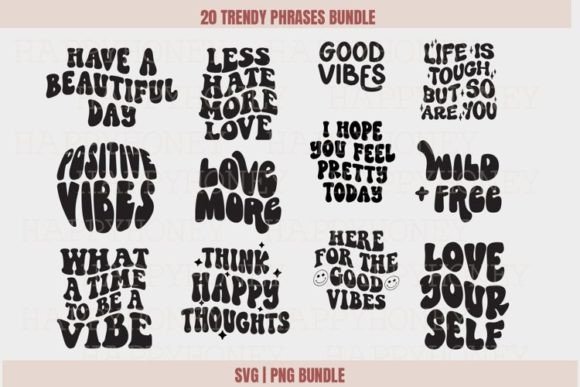 Download Positive Vibes Svg Bundle Trendy Phrase - Svg Collection