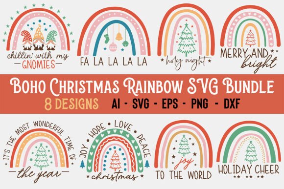 Download Boho Christmas Rainbow SVG Bundle - Svg Collection