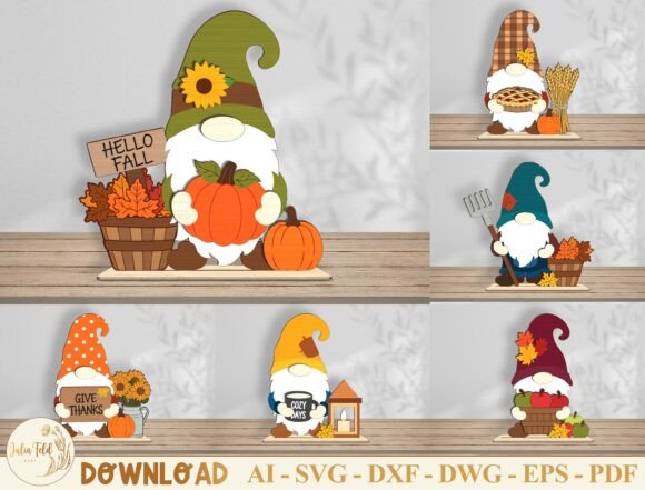 Download Fall Gnome Table Decor SVG Bundle - Svg Collection