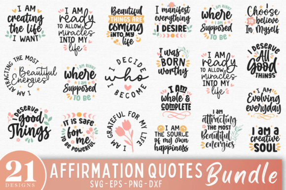 Download Affirmation Quotes SVG Bundle, Positive - Svg Collection