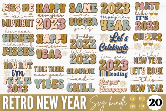 Download Retro Happy New Year SVG Bundle - Svg Collection