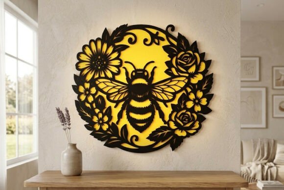 Download Laser Cut Floral Bee Wall Decor SVG - Svg Collection